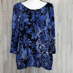 Susan Lawrence Blue and Black Blouse